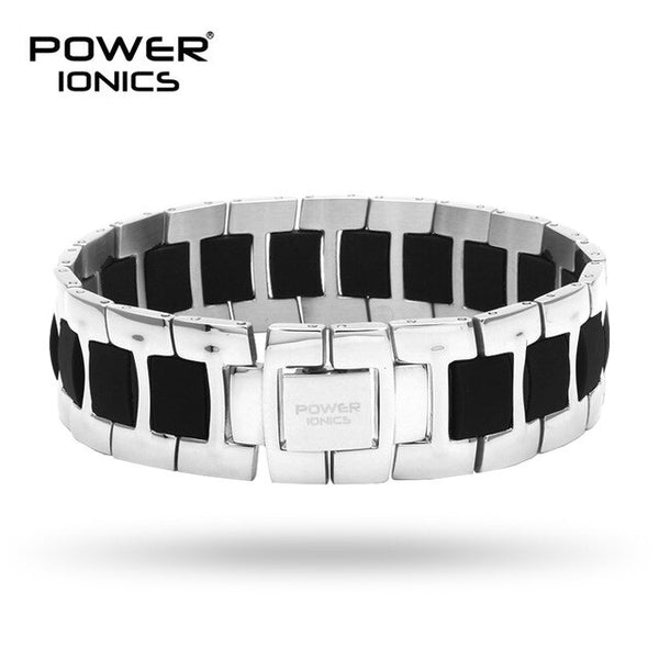 Power Ionics Fashion Black/Blue/White Unisex Wristband